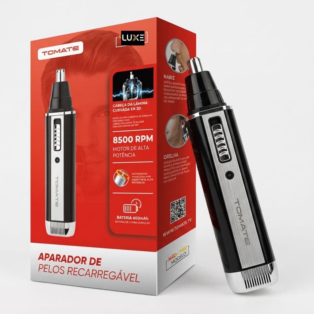 Máquina Aparador de Pelos Nariz Orelha Elétrico Potente Sem Dor Portátil e Recarregável USB