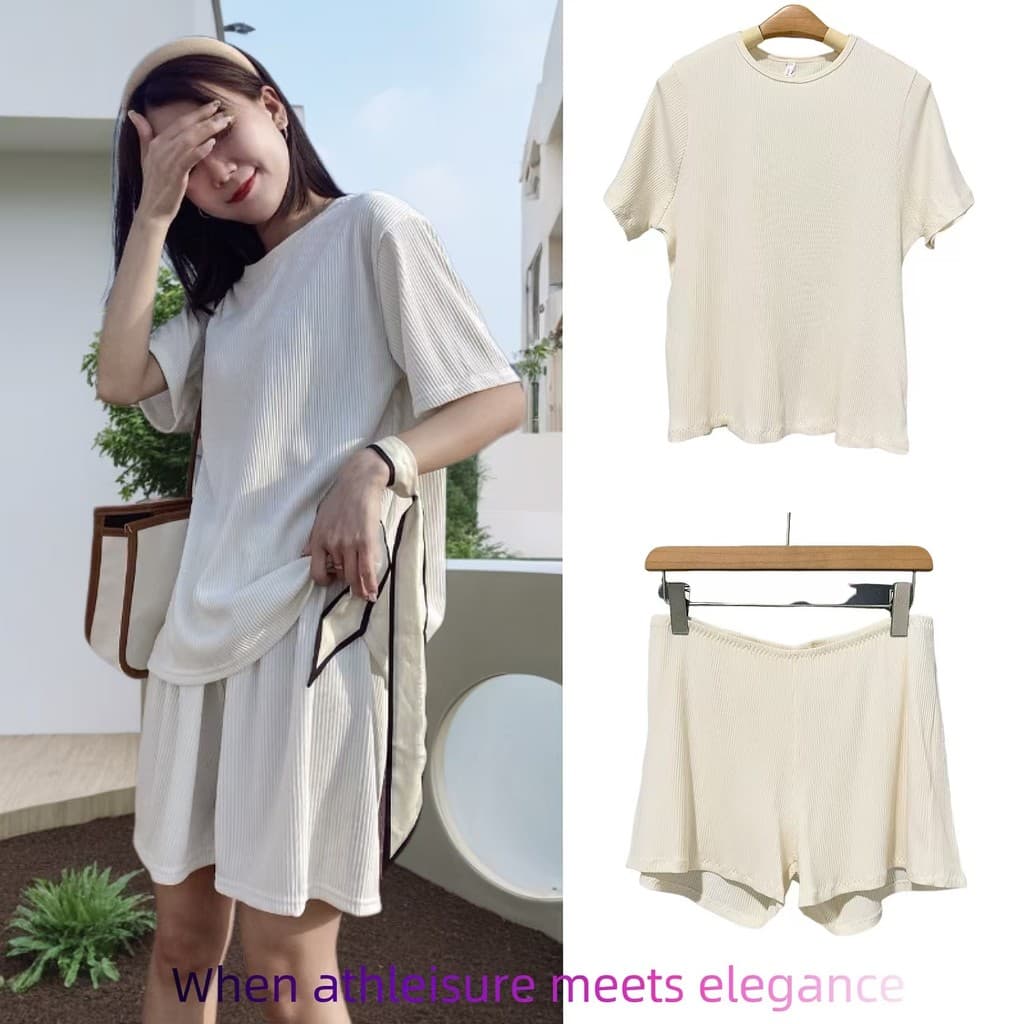 Âmbar gordura MM Plus Size senhoras estilo americano rosqueado Pit Strip estiramento camiseta de manga curta Loungewear