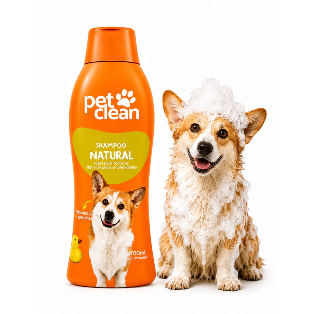 Shampoo Natural Pet Clean 700ml Cães Todos Tipos Pelos