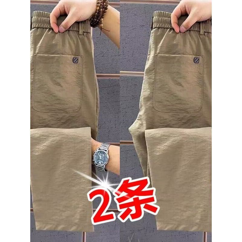 Calças de trabalho casuais frescas de seda gelo homens verão trabalho wear estilo fino respirável solto resistente ao de