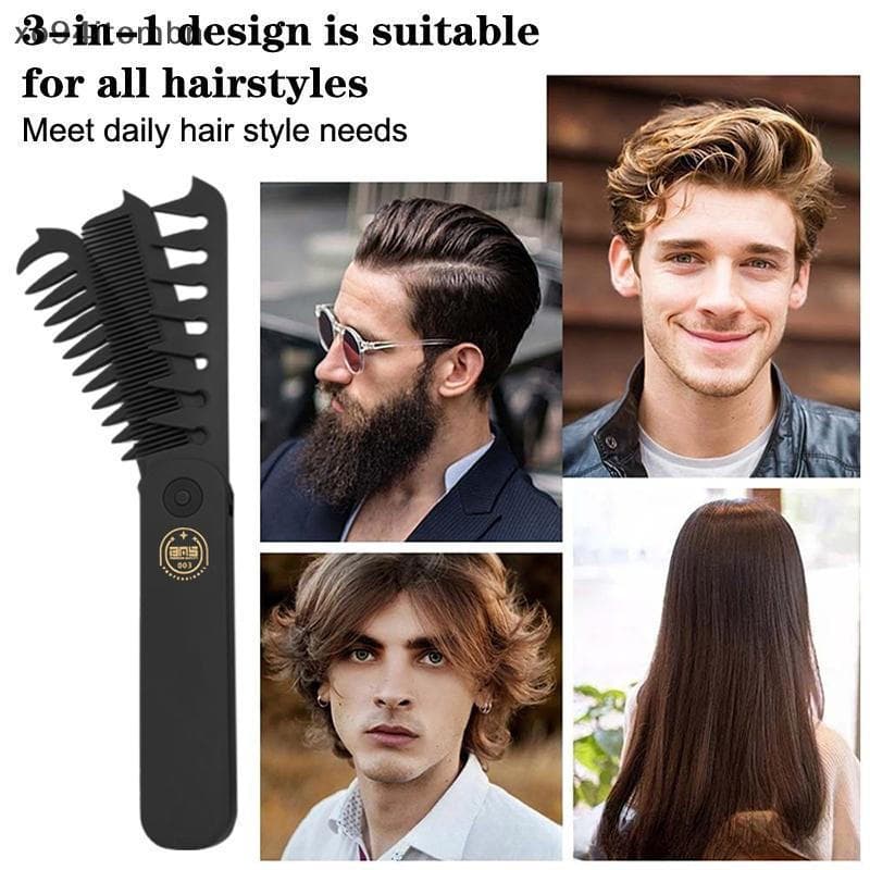 itens 3 Em 1 Pentes Dobráveis De Plástico Dente Largo Óleo Cabeça Pente Barba Pentear Multifuncional Barbeiro Máquina De