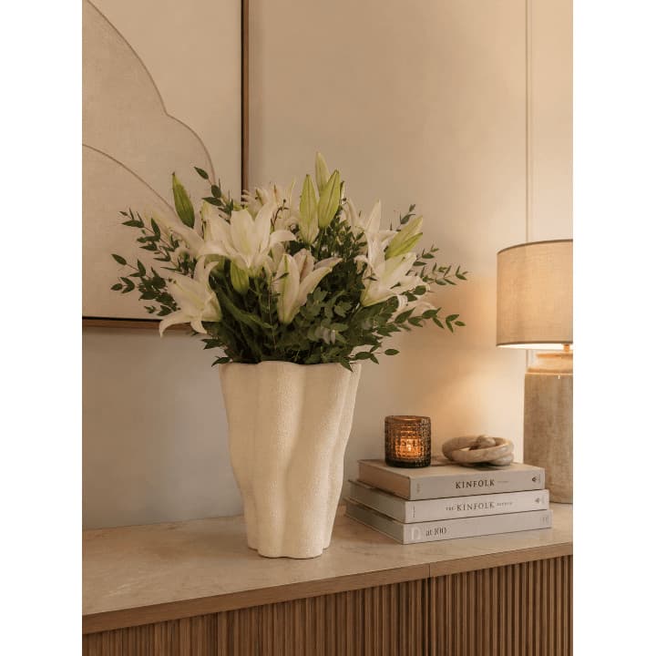 Vaso Decorativo Cerâmica Off White G Design Boho Chic Organico