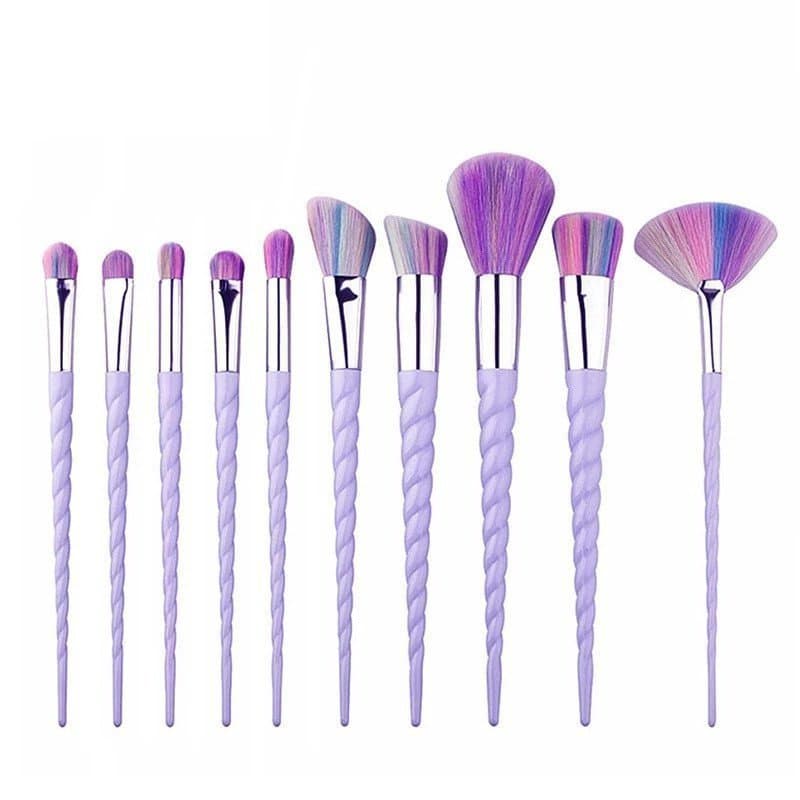 10pcs/Conjunto Colorido Unicórnio Maquiagem Pincéis Sombra De Olho Pó Blush Mistura Beleza Ferramenta De Cosmética