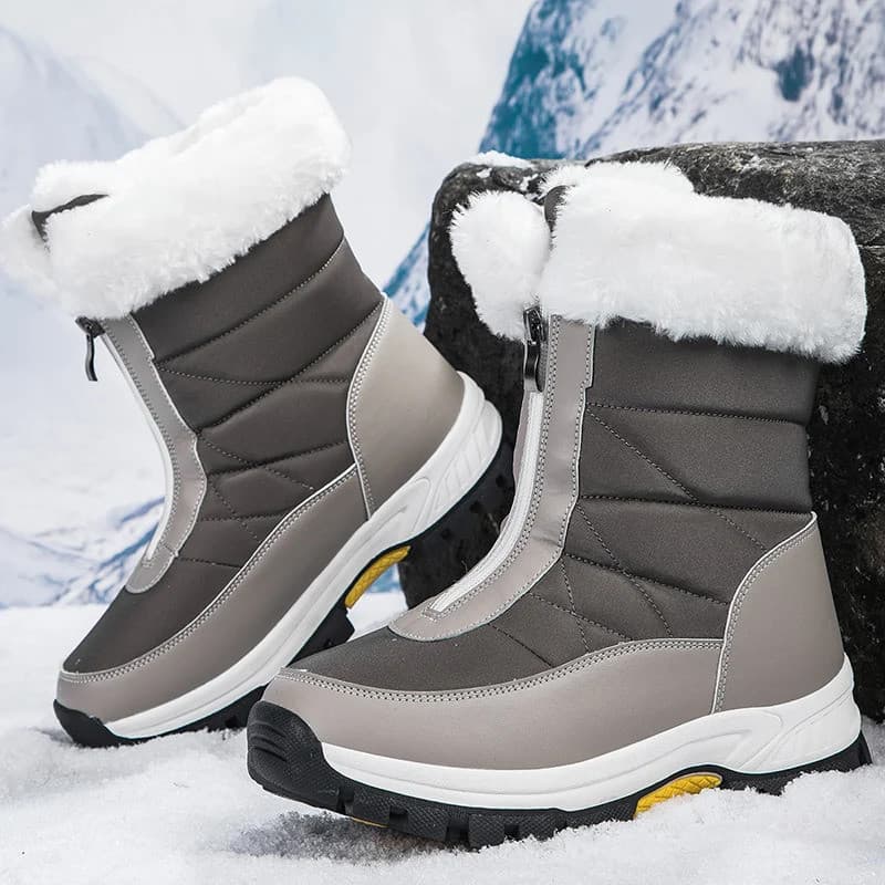 Botas de Inverno Novas para Mulheres, Sola Grossa, Quentes, Cano Alto, Botas de Neve Brancas, Pelúcia Impermeável para U