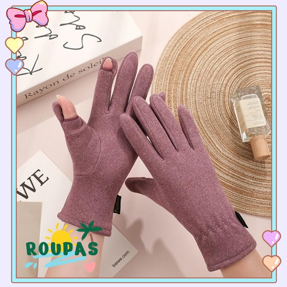 Luvas De Inverno ROUPAS , Tela De Toque Quente De Pelúcia Condução De Dedo Flip À Prova De Frio Com Tocável