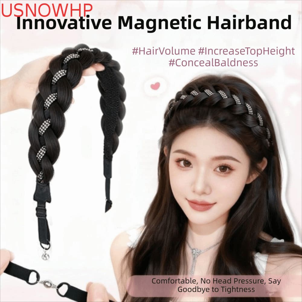 Faixa De Cabeça Com Tranças De Strass USNOWHP , Extensão De Cabelo Antiderrapante , Elegante