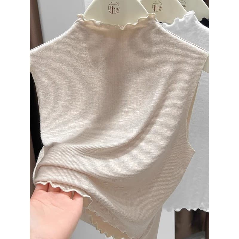 Leve macio ceroso camisola de malha interior gola falsa All-Match high-End feminino em camadas colete meia gola alta Bot