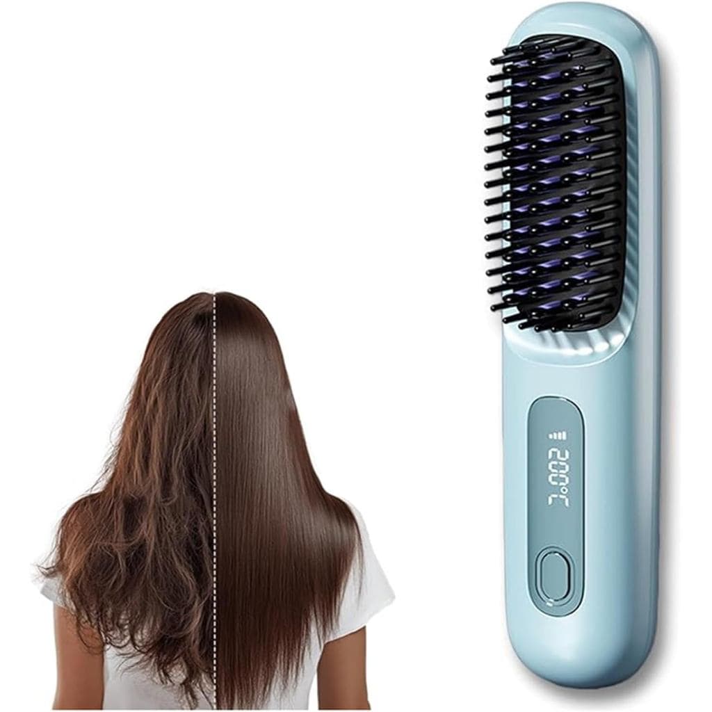 Escova Alisadora de Cabelo Sem Fio Go Brush Pro 2026, Mini Alisador Portátil para Viagens para Cabelos Curtos com Displa