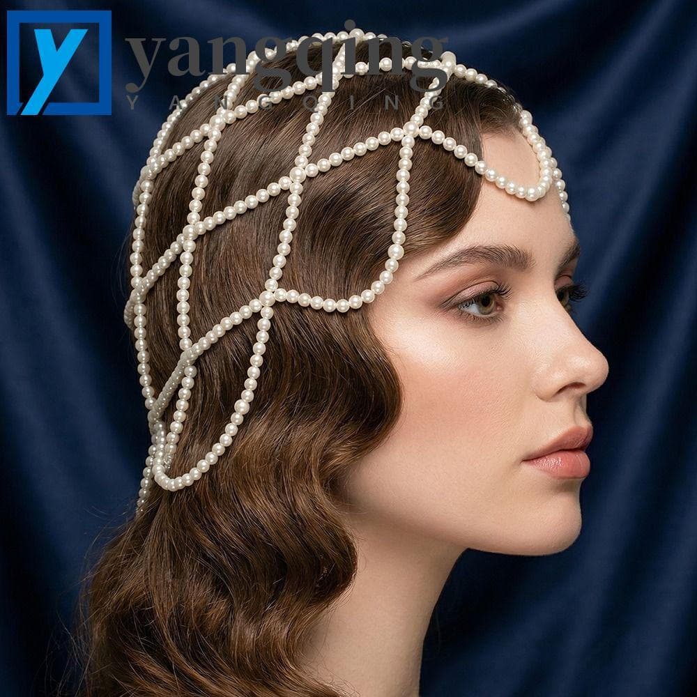 Corrente De Chapéu De Pérola YANGQING , Acessórios De Cabelo De Malha Feitos À Mão Com Pérolas , Enfeite De Cabeça De No