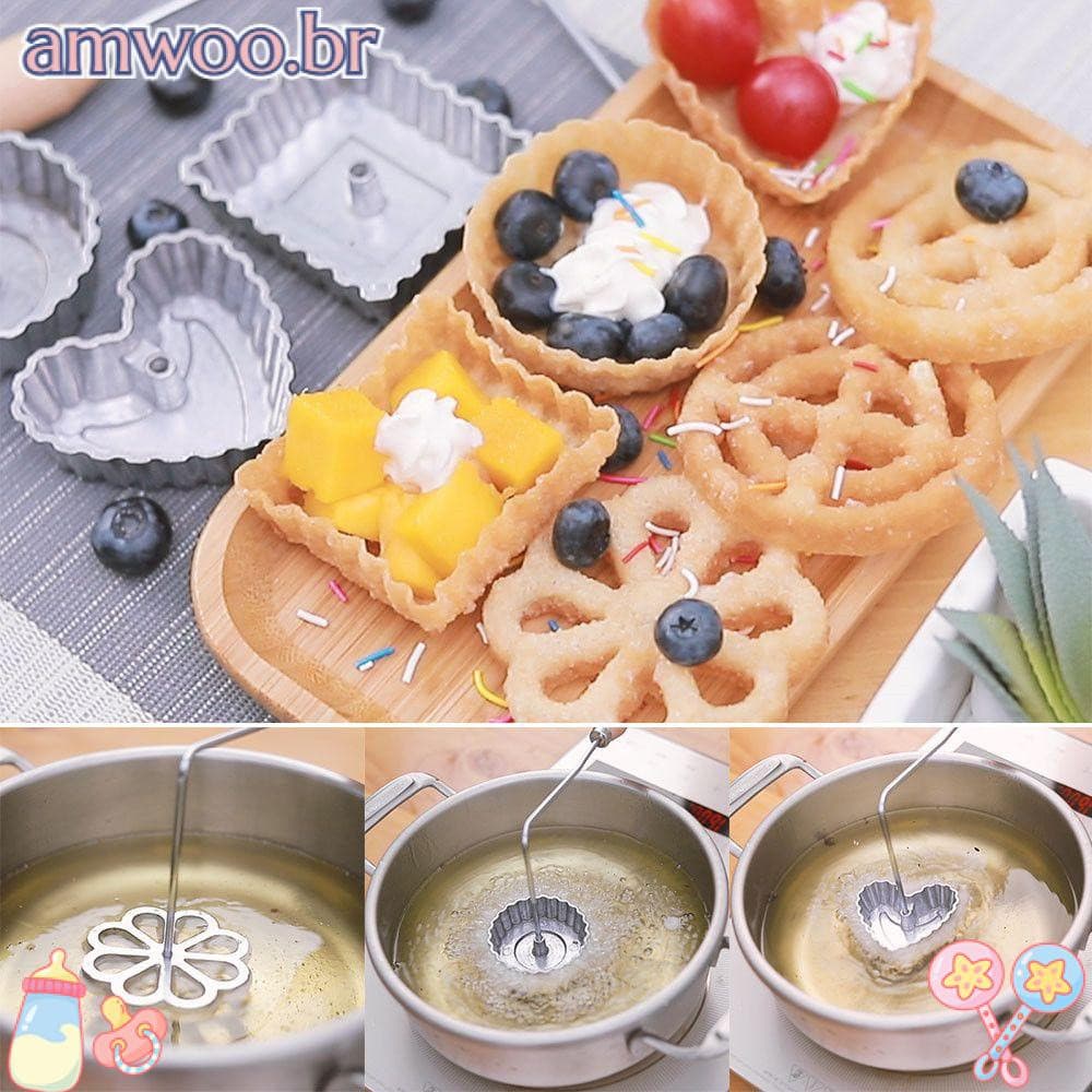 AMWOO Ferramentas Para Panificação De Bolos Moldes Timbale De Alumínio Rosette Sueca