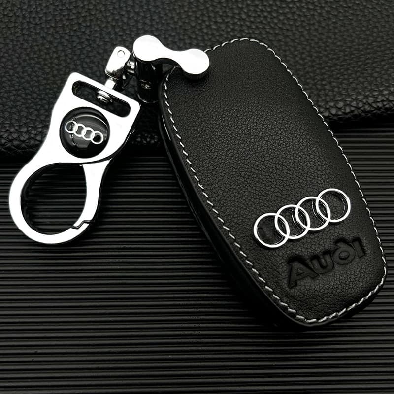 Adequado para Audi estilo antigo Q5 capa chave A4L saco chave A6L chaveiro de couro genuíno pequeno carro controle remot