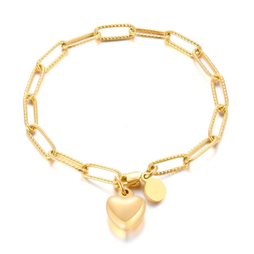 Pulseira Feminina De Coração Em Aço Inoxidável Vnox