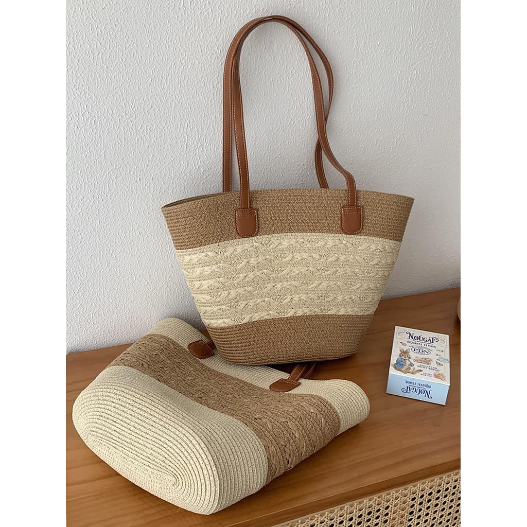 Estilo clássico ~ simples All-Match tecido bolsa feminina diária básica Casual grande capacidade bolsa de ombro primaver