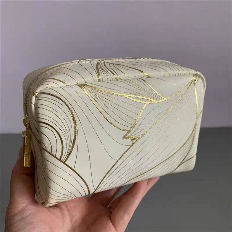 Grande marca branco dourado saco cosmético grande capacidade saco de armazenamento arrumado saco de higiene portátil bol