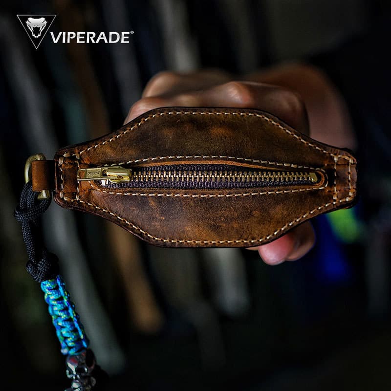 Viper couro martelo bolsa de moedas de couro genuíno cavalo louco couro batida cinto fivela saco de cintura auto-defesa