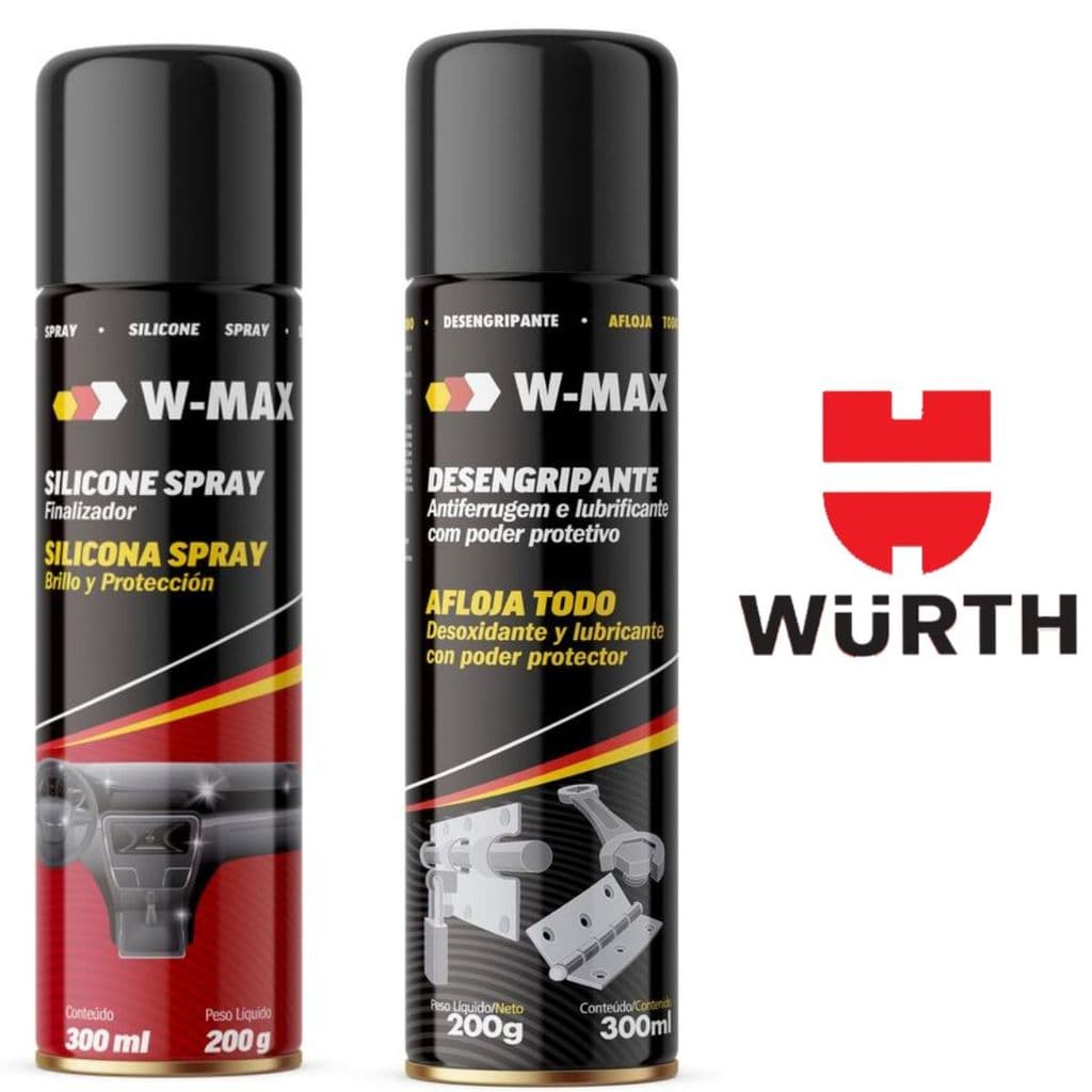 Kit Spray Desengripante e Spray Silicone Brilho Wurth W-max