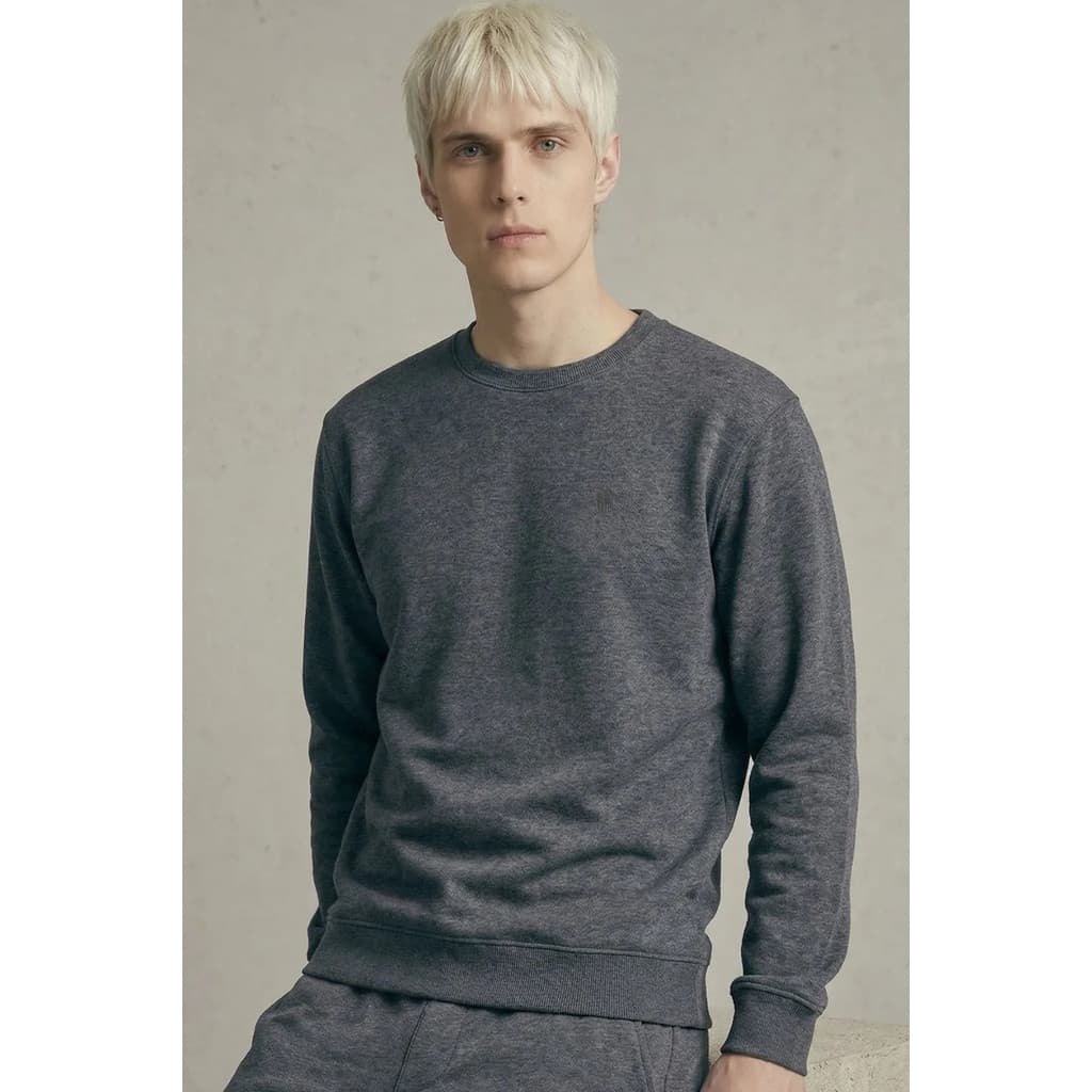 Moletom Masculino Leve Gola Careca Polo Wear Mescla Escuro