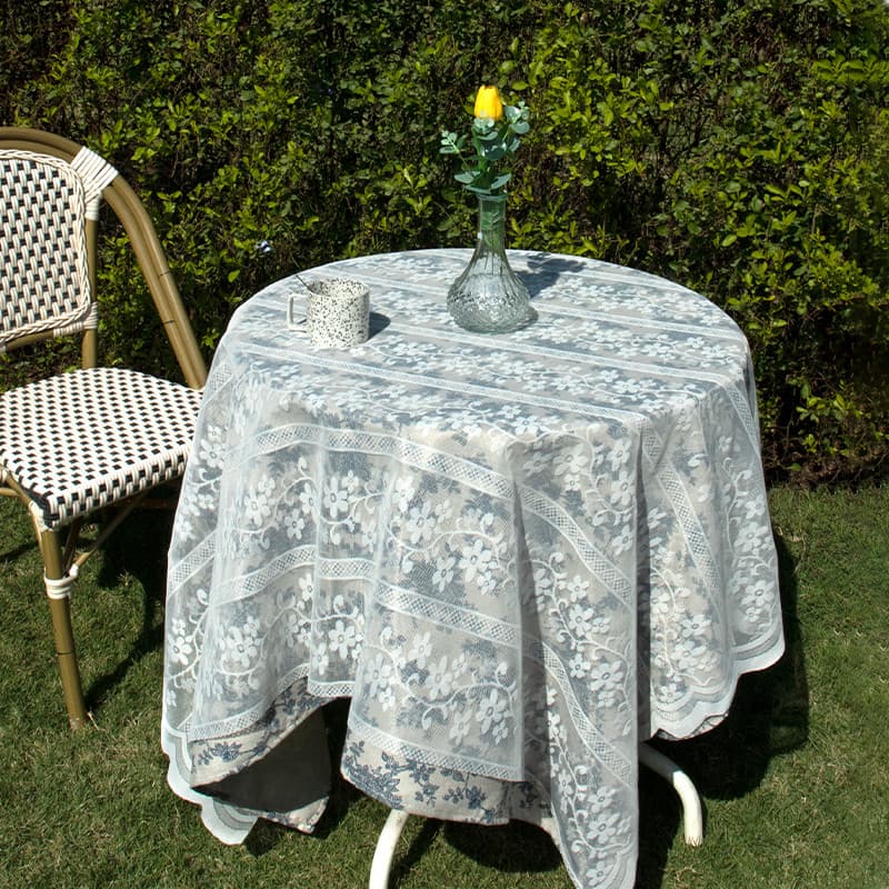 Atmosfera toalha de mesa de renda branco francês romântico pequeno fresco mesa redonda mesa de café toalha de mesa estil