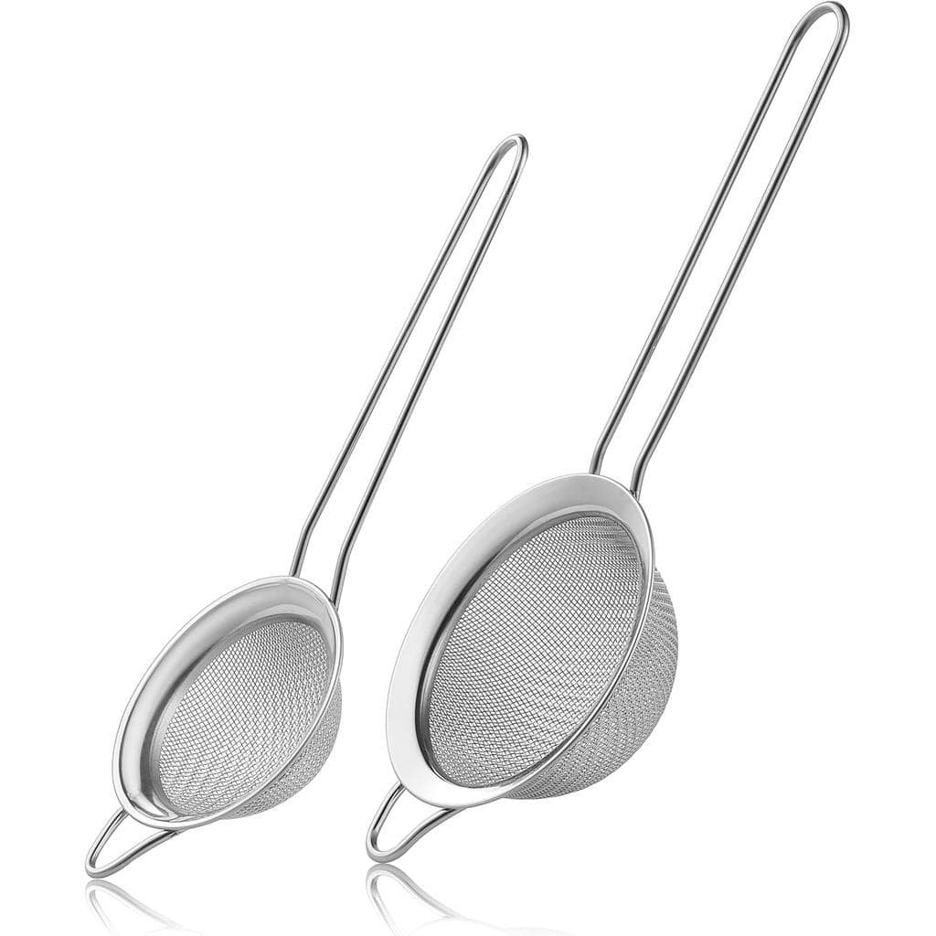 Conjunto de 2 Peneiras de Malha Fina, Mini Peneira de Aço Inoxidável com Alça para Cozinha, Peneiras de Metal para Filtr