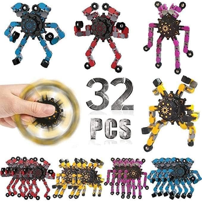 32 peças de brinquedos fidget spinner para crianças e adultos, o fidget spinner pode se transformar em um robô, aliviand