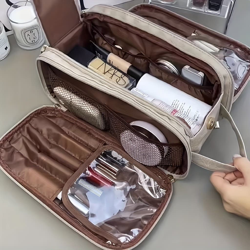 Bolsa de Maquiagem Multifuncional Feminina Modelo 2026, Grande Capacidade, Portátil para Viagens
