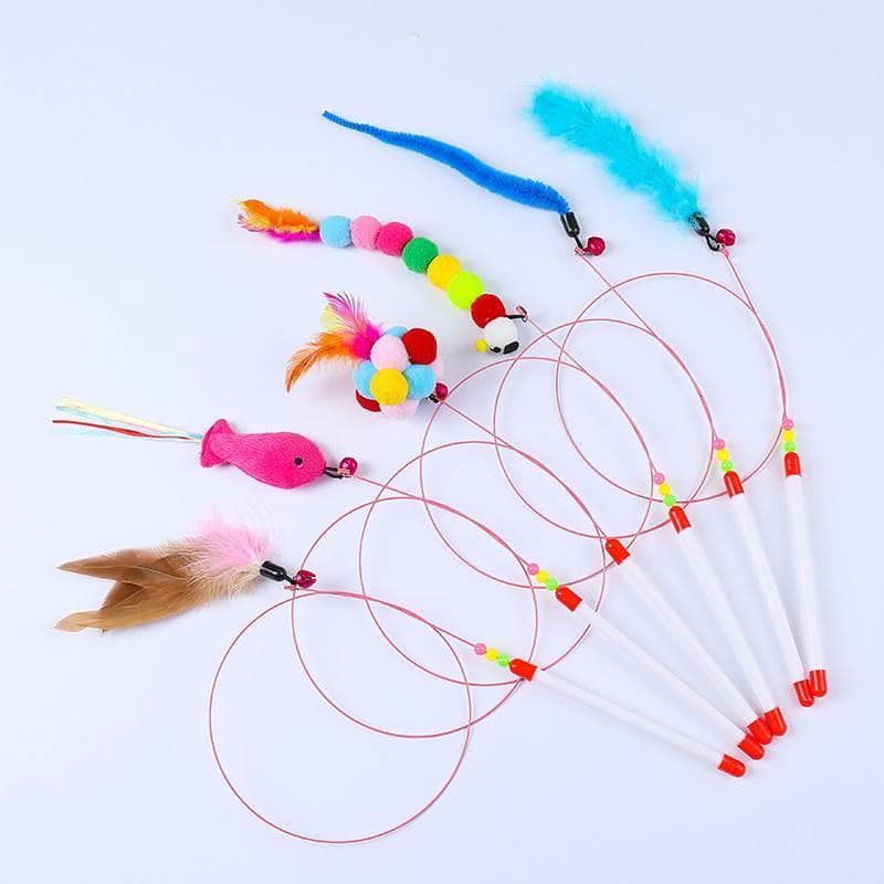 Brinquedo para gatos Brinquedo para gatos Vara para provocar gatos Auto-feliz para aliviar o tédio com sino Haste longa