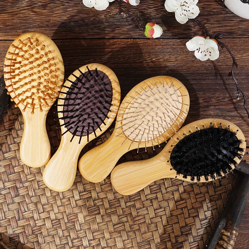 Pente de almofada de ar pequeno e fácil de transportar, agulha de aço, couro cabeludo de Nylon, massagem confortável, li