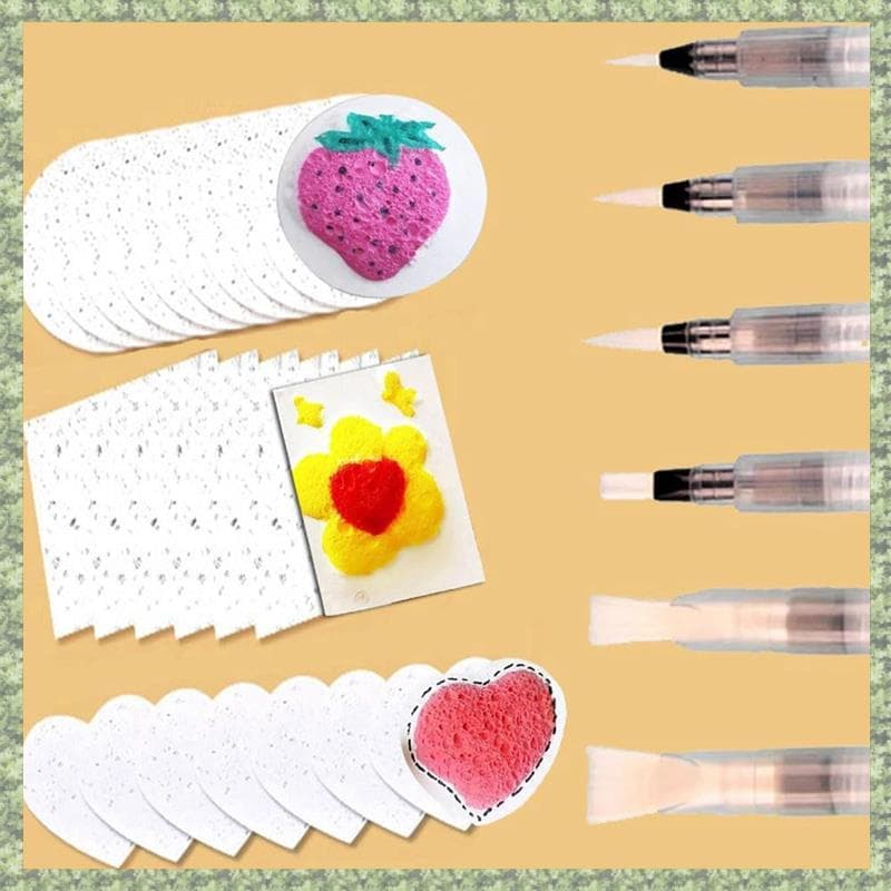 Crianças Pintura Papel 3D Arte Desenho 30 Pçs 3D Esponja De Lona Mágica Com Escova De Água DIY