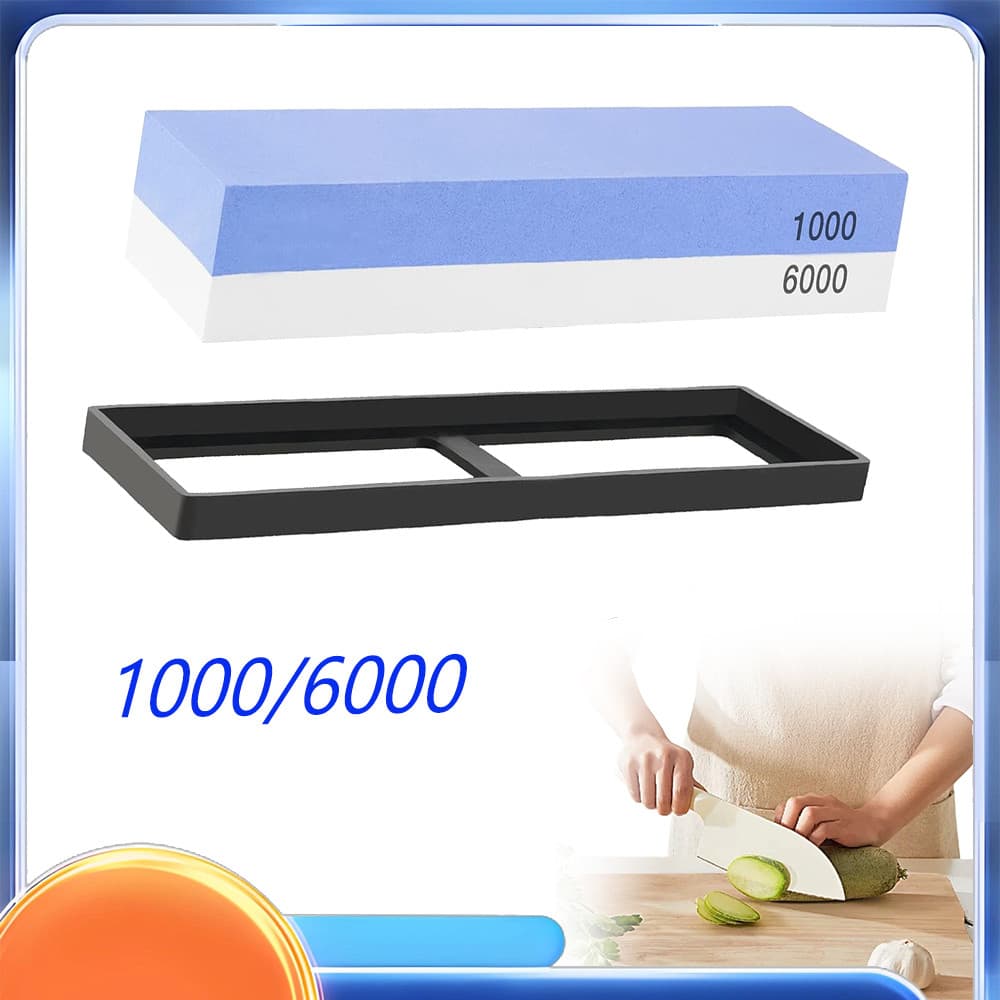 pedra de afiar para facas com granulometria de 1000/6000, com base antiderrapante em silicone