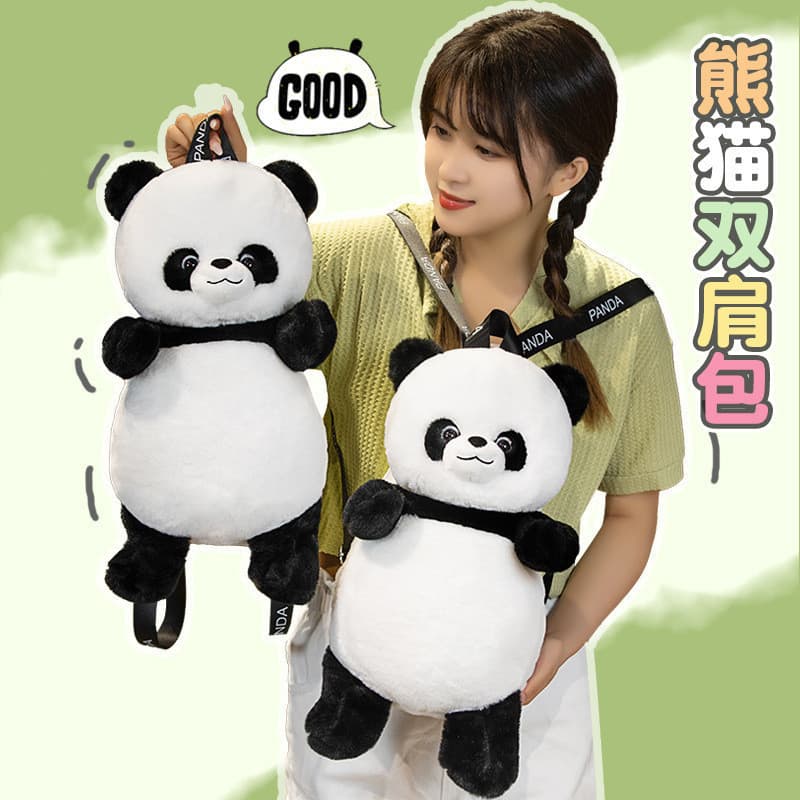 Bonito panda mochila boneca crianças meninas presente criativo simulação de pelúcia panda brinquedo mochila