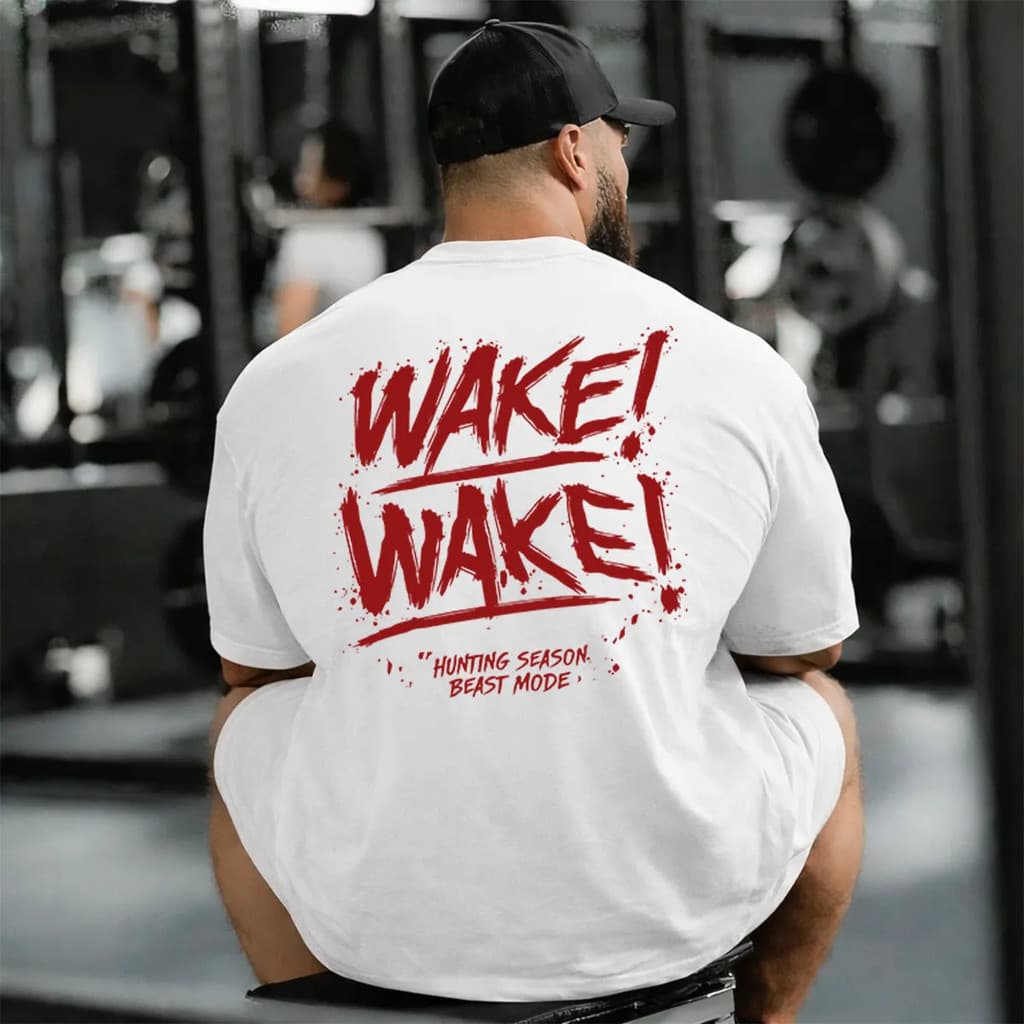 Camiseta Oversized Wake Wake Treino 100% Algodão Streetwear