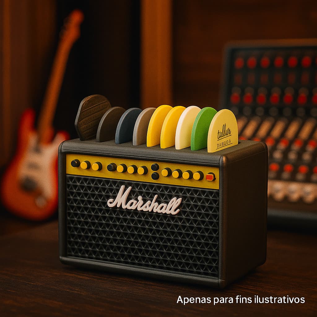 Suporte Porta Palhetas Mini Guitarra Decorativa | Kit com Palhetas
