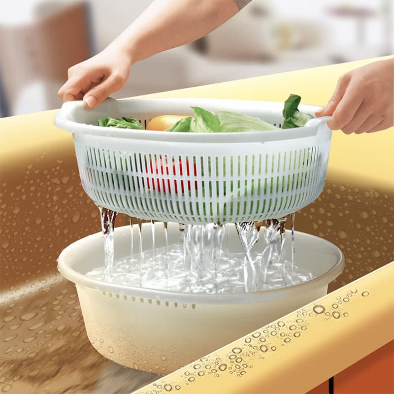 Bacia de lavagem de vegetais importada do Japão Cesta de drenagem Prato de frutas Ferramenta útil para lavagem de arroz