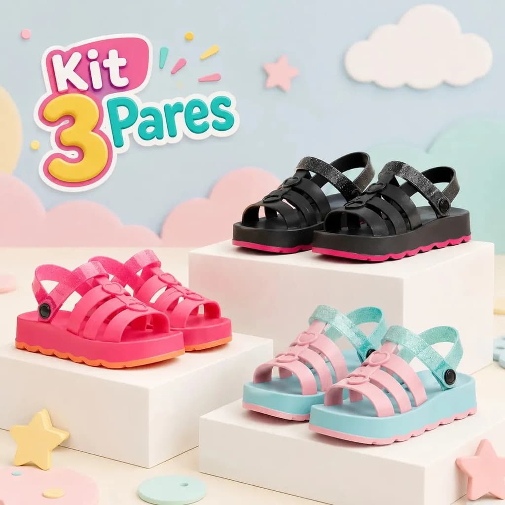 Kit 3 Sandália Baby Menina Dia A Dia Conforto 27 Ao 34