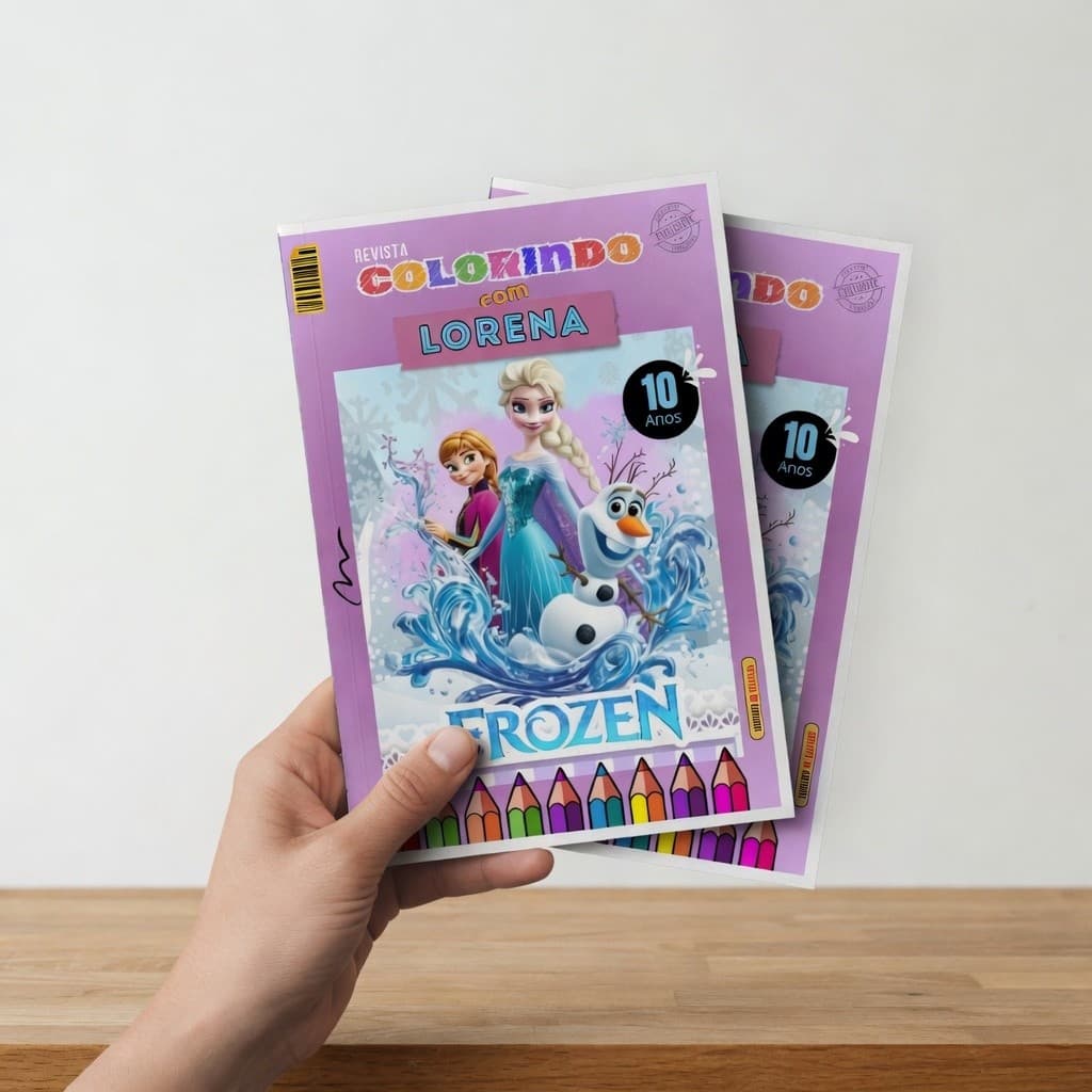 Kit Revistinha Livro de Colorir Infantil p/ Kit Festa Lembrancinha Prenda PERSONALIZADO - FROZEN ROSA LIVRINHO REVISTA