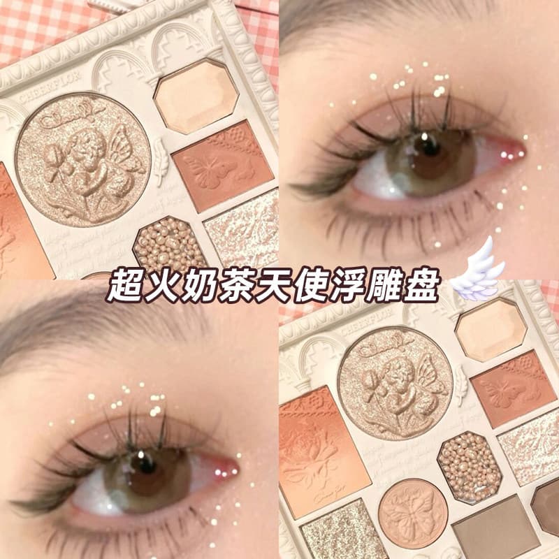 Cheerflor anjo em relevo paleta de sombras Blush destaque tudo-em-um paleta jogador de diversões leite chá cor terra nov