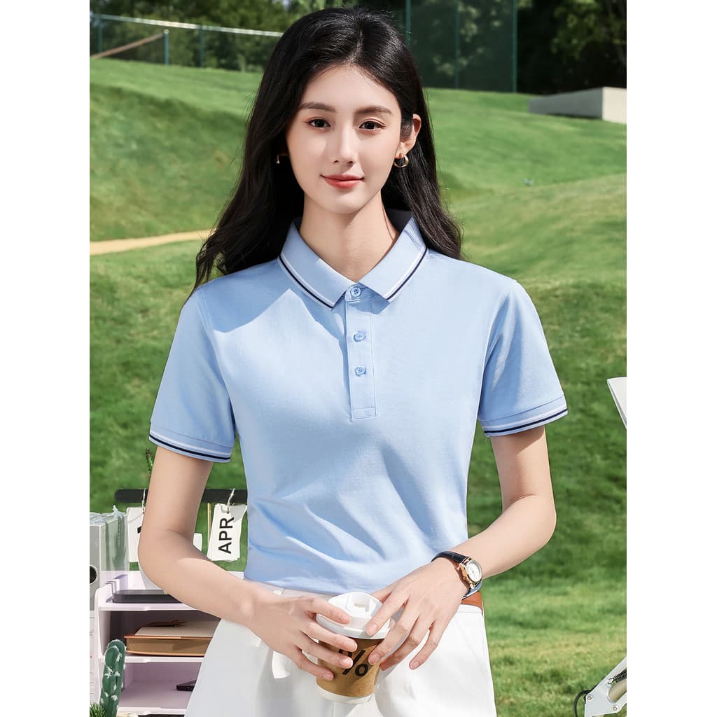 Camisa POLO de íon de gelo algodão manga curta camiseta Workwear logotipo impresso júnior uniforme de classe do ensino m