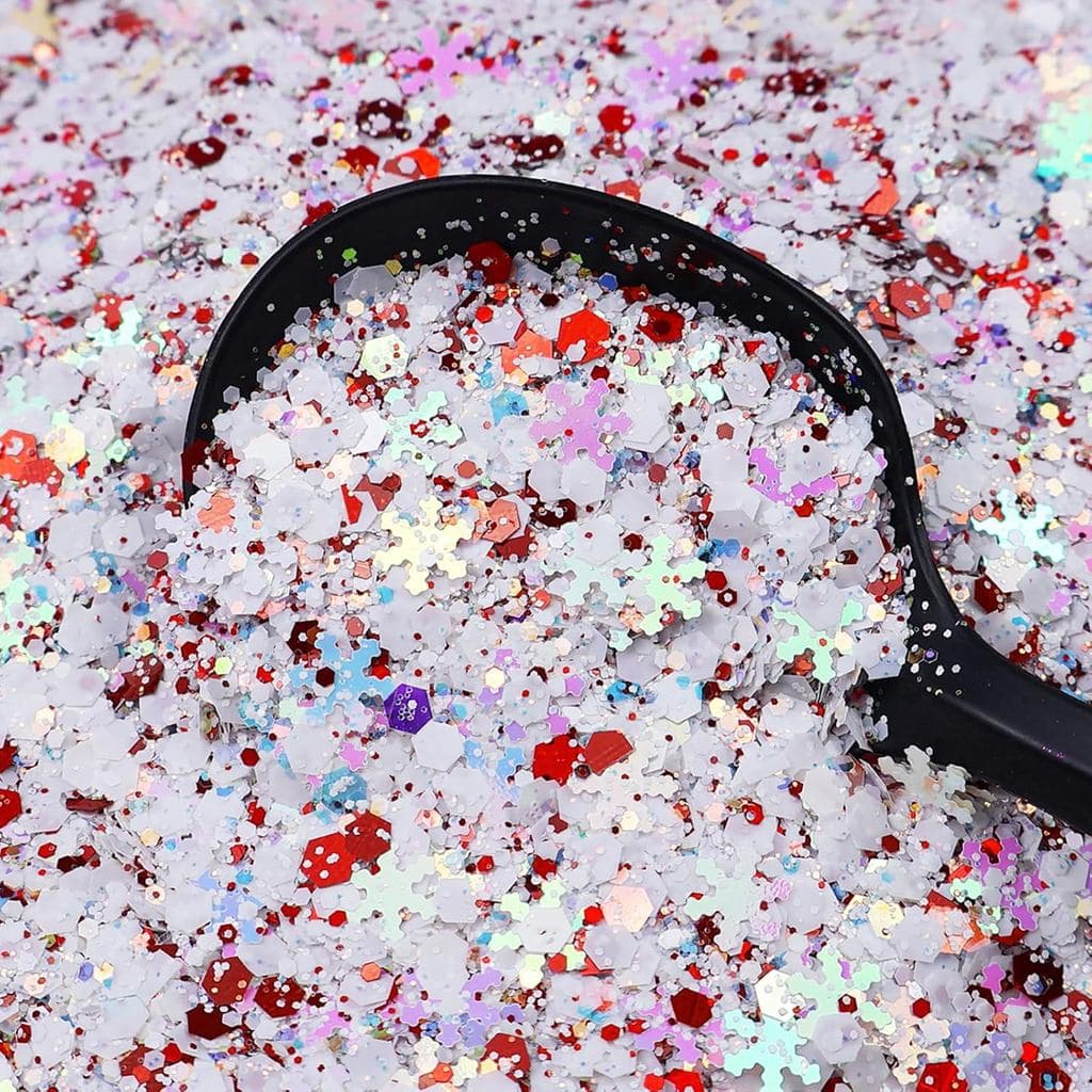 Glitter Chunky de Natal para Artesanato, Resina Epóxi, Flocos de Lantejoulas para Fabricação de Joias, Chaveiros e Copos