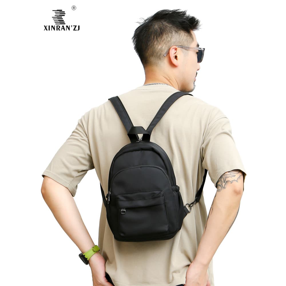Mochila Casual masculina multifuncional de dupla utilização, mochila pequena, bolsa de peito para viagem, ambos os lados