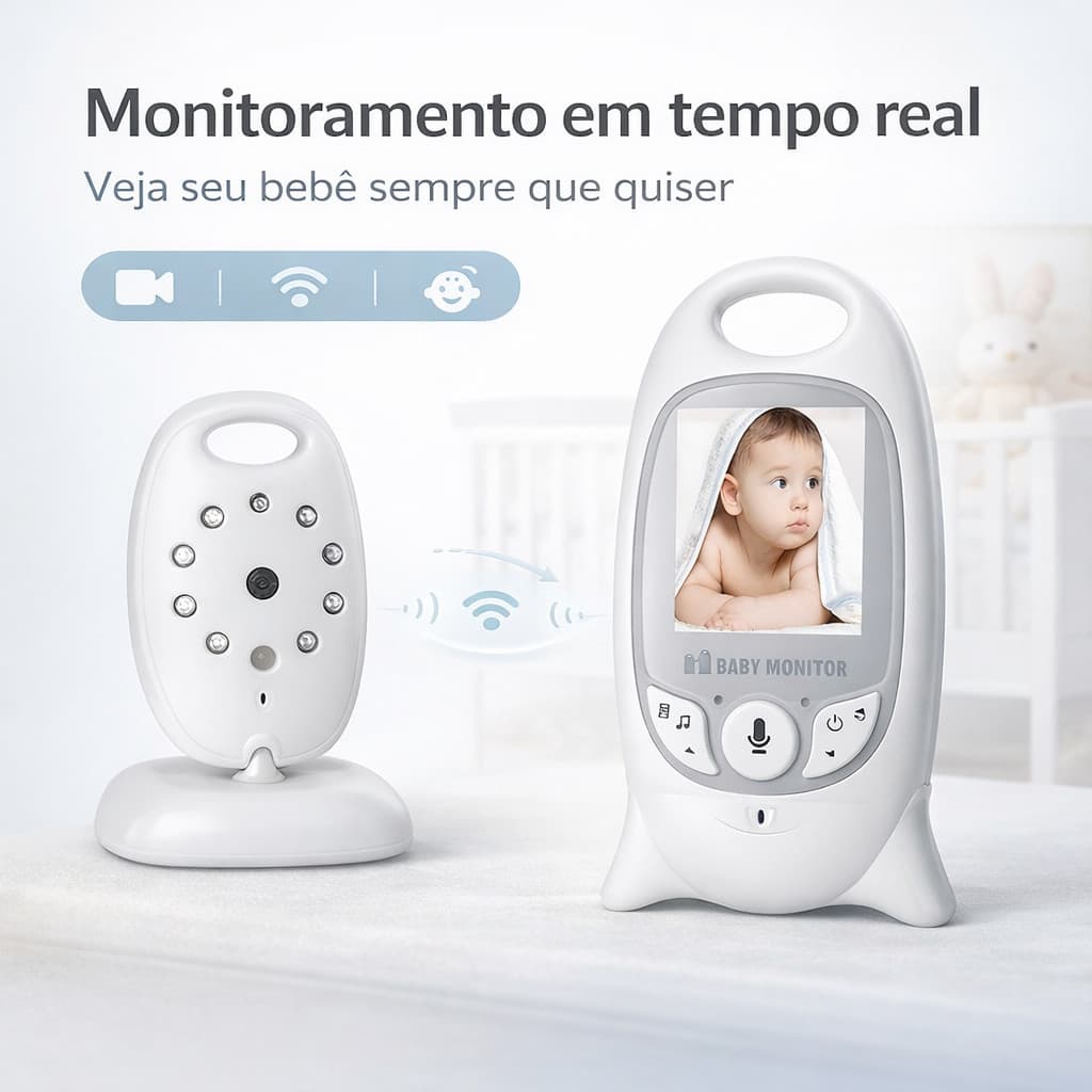 Babá Eletrônica com Tela 2.0 Polegadas Monitor de Bebê Câmera Noturna Áudio Bidirecional XIMINMG