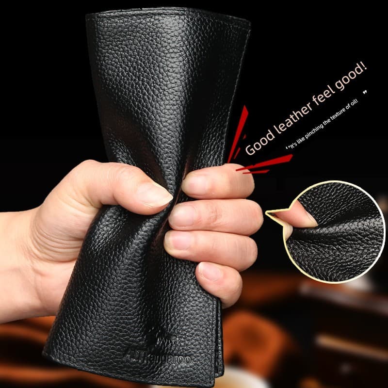 carteira masculina com ziper carteira masculina Carteira de negócios masculina de couro de primeira camada longa genuína