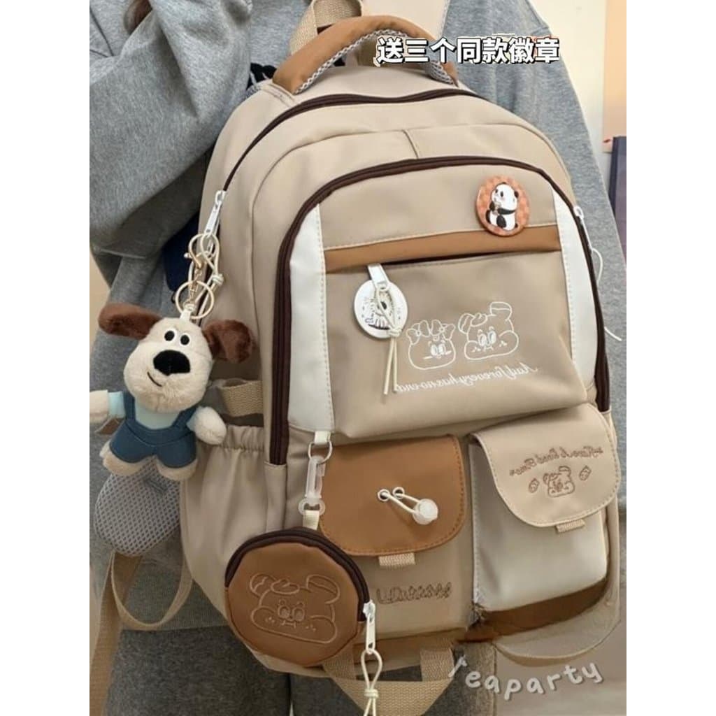 Francês estilo Preppy mochila feminina All-Match contraste cor grande capacidade mochila júnior meninas do ensino médio