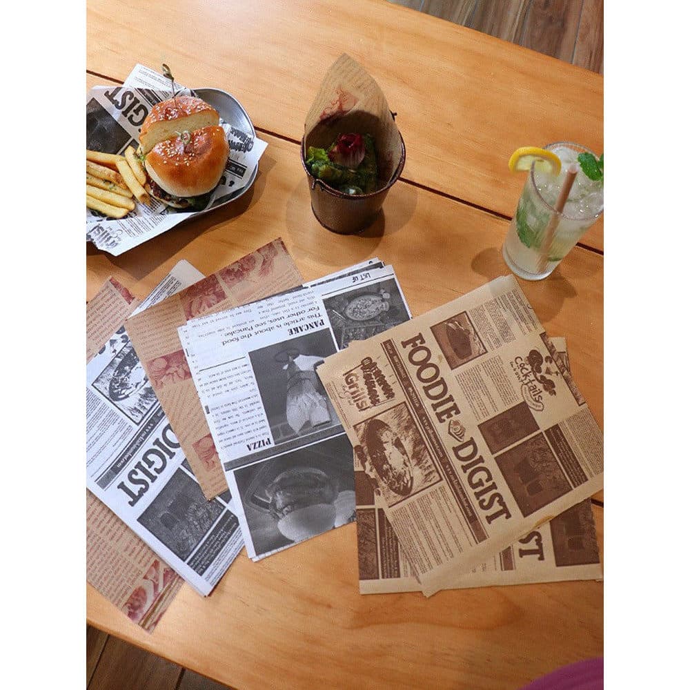 Papel à prova de gordura lanche batatas fritas almofada papel sanduíche papel de embrulho Bento placa de comida ocidenta