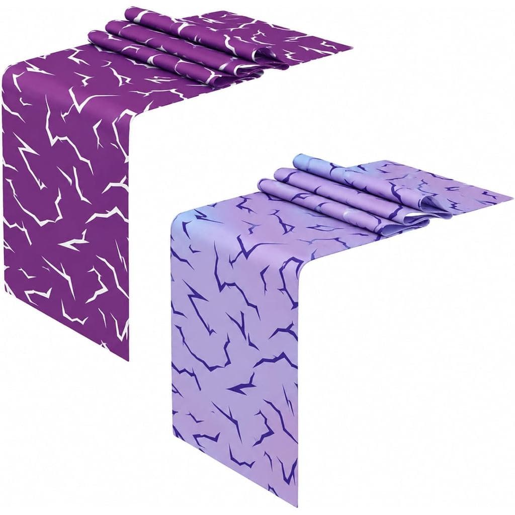 2 Peças Corredor De Mesa De Filmes De Demônio 72x12In Roxo Relâmpago Toalha Decoração De Aniversário Padrão De Energia C