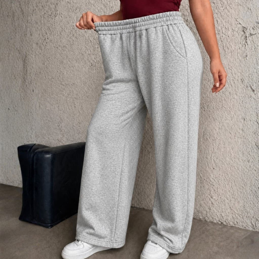 Calça Pantalona Feminina Moletom Grosso Cintura Alta Calça Inverno