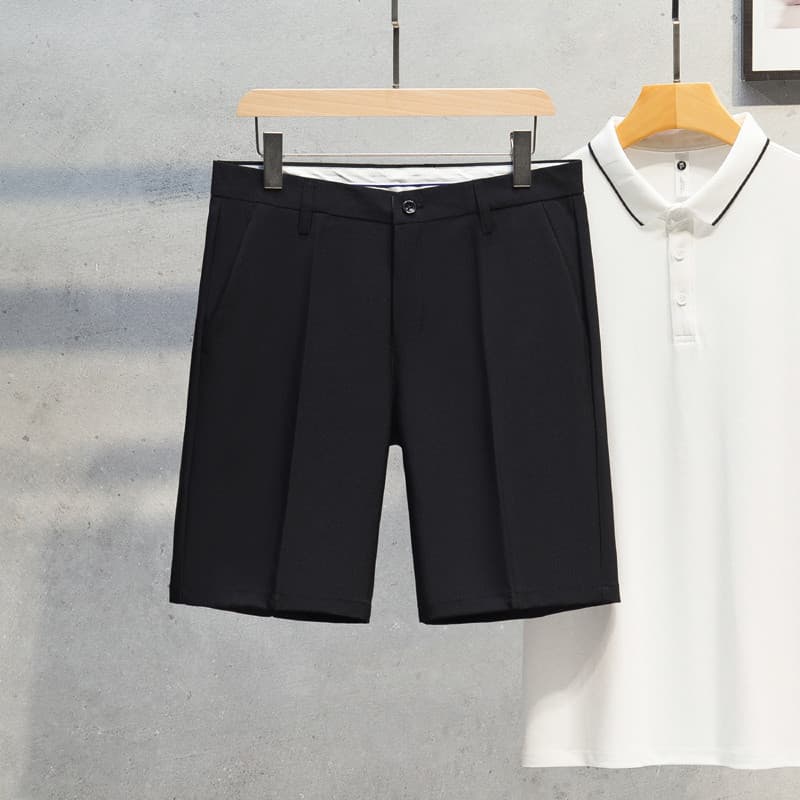 Shorts de terno preto masculino verão High-End Drape Casual calças retas calças médias de cinco pontos