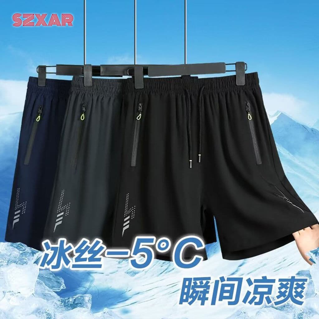 Street wear verão fino gelo seda Shorts calças cortadas masculinas tamanho grande de secagem rápida exterior wear esport