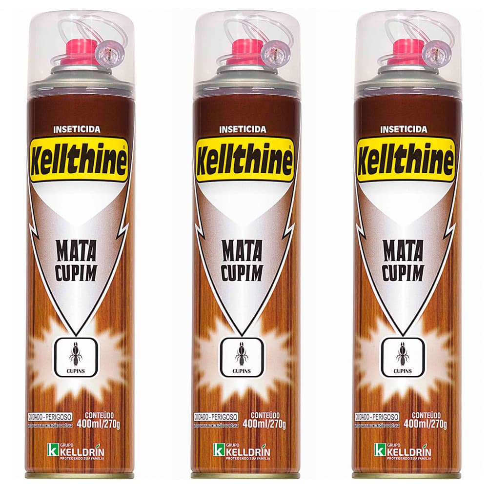 Kit 3 Cupinicida Kellthine SC25 Aerossol 400ml – Mata Cupins Rápido | Kelldrin Inseticida Profissional