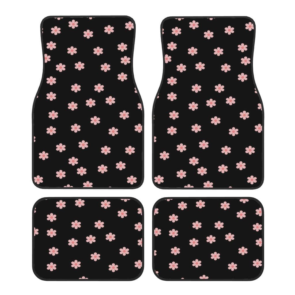 4 peças, tapetes de carro Aparência requintada com tema de tapete de carro com padrão de moda de flor rosa Logoyal, adeq