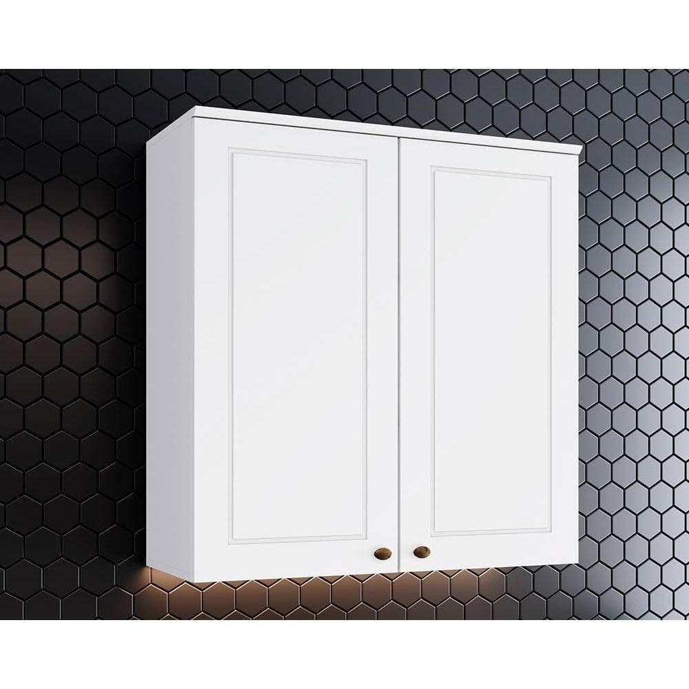 Armário Aéreo Cozinha Modulado Americana c/ 2 Portas 80cm Branco - Henn